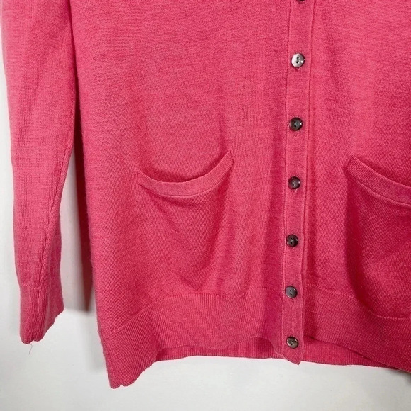 Banana Republic Extra Fine Merino Wool Pink Berry Cardigan - Picture 8 of 13